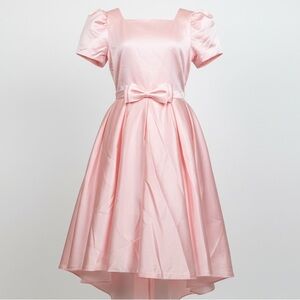 NEW Pink A Line Short Sleeve Satin Formal Dress Junior Size 16